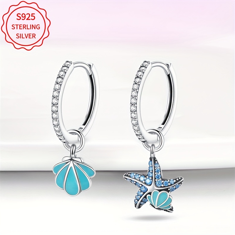 S925 Ocean Starfish & Shell Earrings